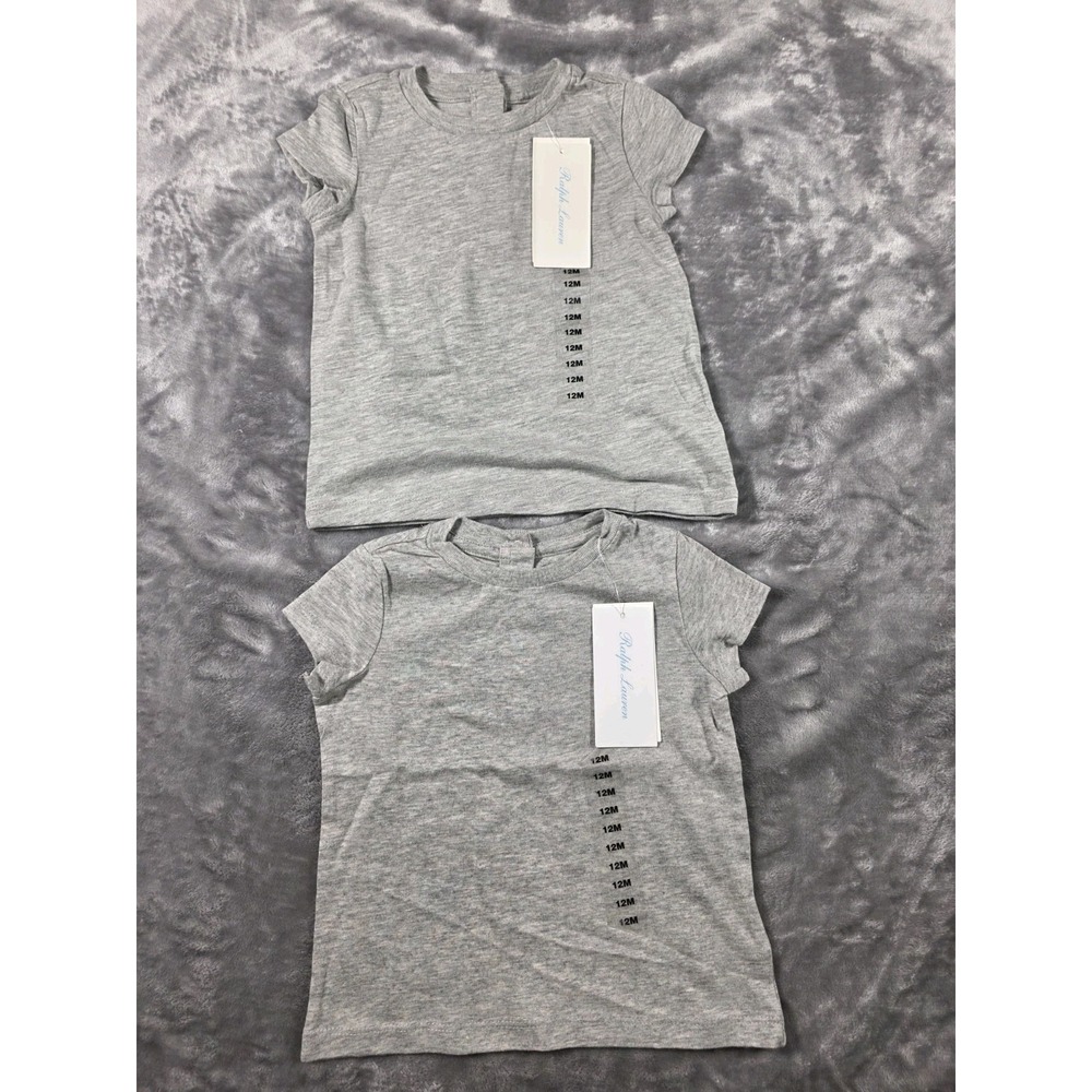 NWT Lot of 2 Ralph Lauren T-Shirt/ Gray/Baby 12 Months/ White Pony